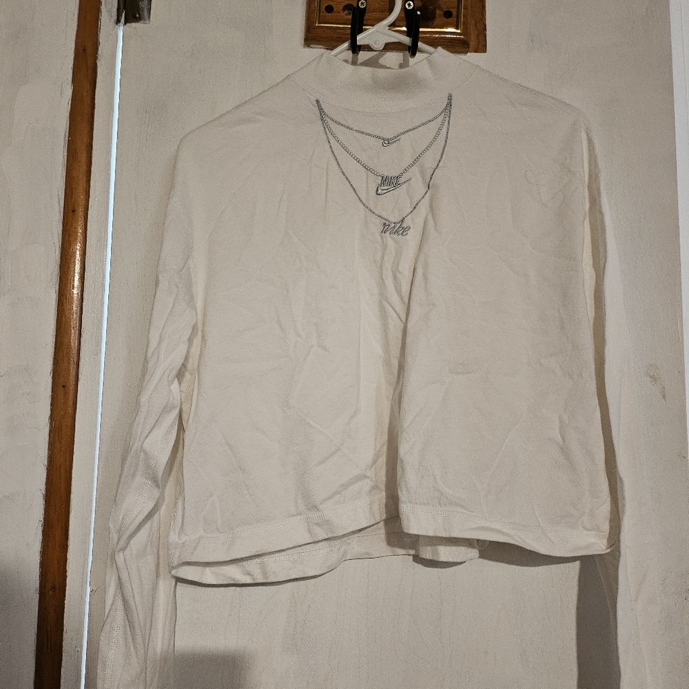 Nike Cream Long Sleeve Shirt with Collar